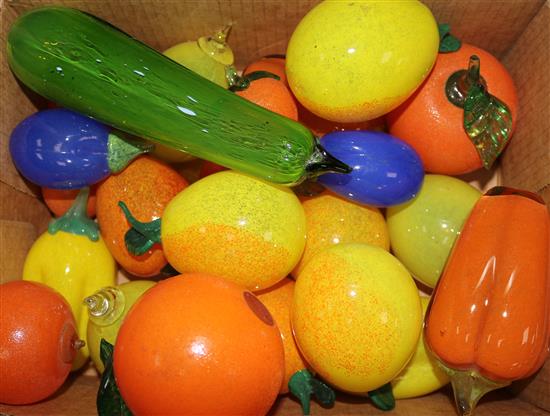 A collection of Murano glass fruits